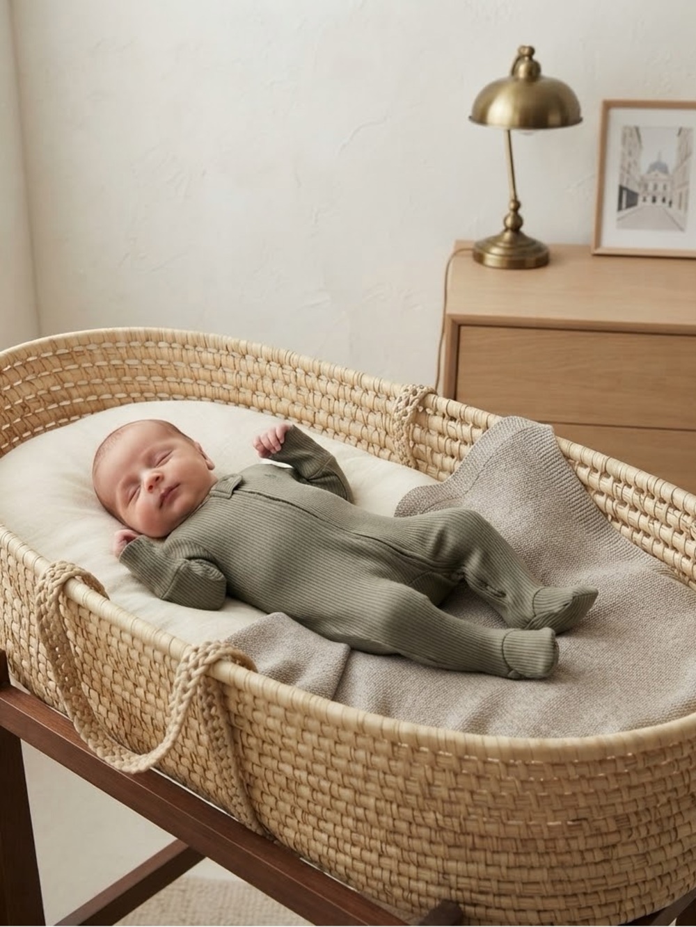 Baby Gap Olive Green Textured 2-Way Zipper Footed Sleeper